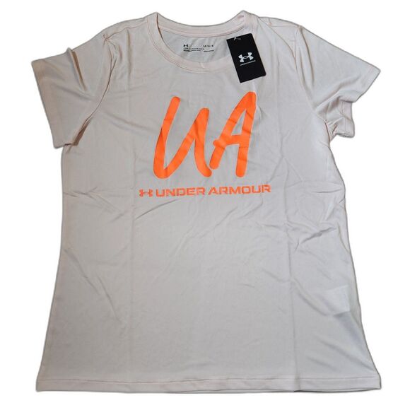 Under Armour Women’s Large Tee – Pink with Orange Graphic, NWT - Picture 1 of 9